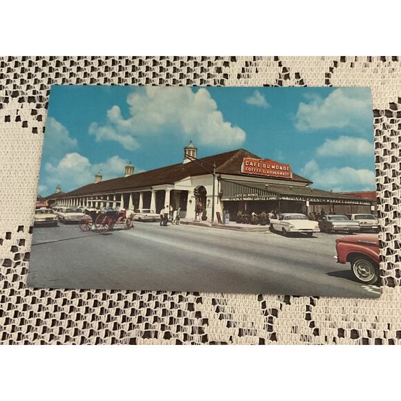 Mid Century Postcard Old Cars & Cafe Du Monde New Orleans - Picture 7 of 7